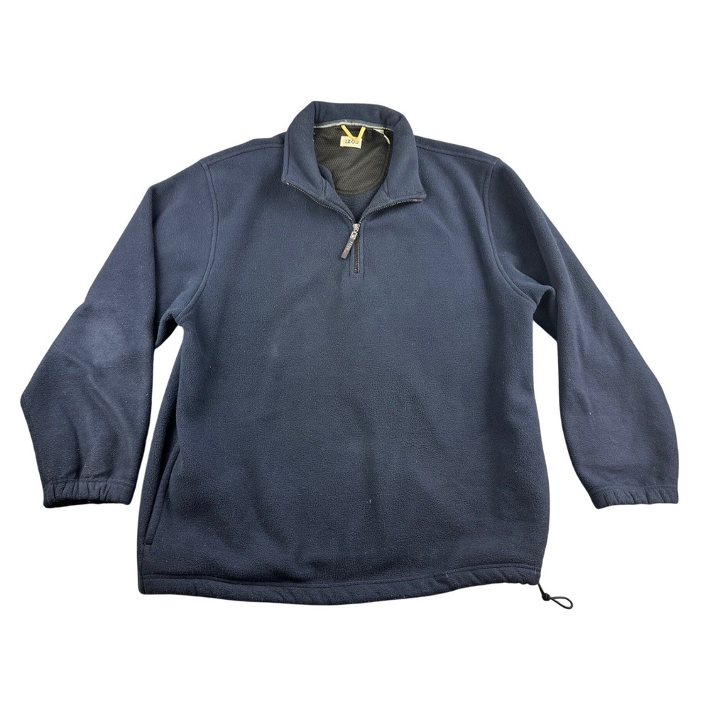 IZOD PerformX Pullover Men XL Blue 1/4 Zip Fleece Mock Neck Pockets Long Sleeve